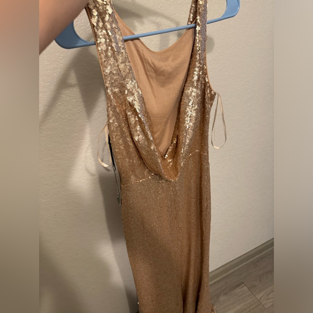 SOLD OUT Slink and Wink Matte Rose Gold Sequin Maxi Dress (NWT)